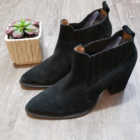 Zara Black Suede  Cowboy Western Booties Sz 41 - Picture 2 of 11